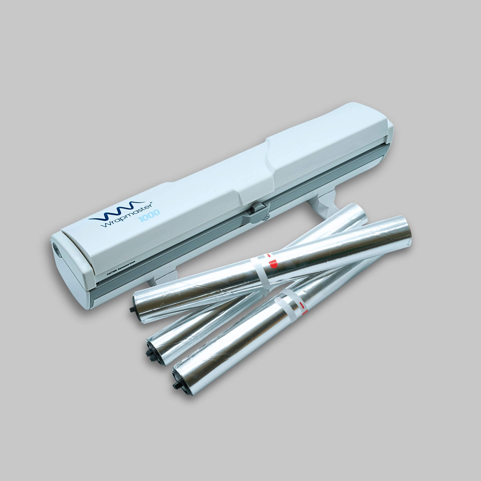 Wrapmaster 1000 - Startpakke nr. 5 | Dispenser + 3 ruller stanniol (3×30 m) produktbillede