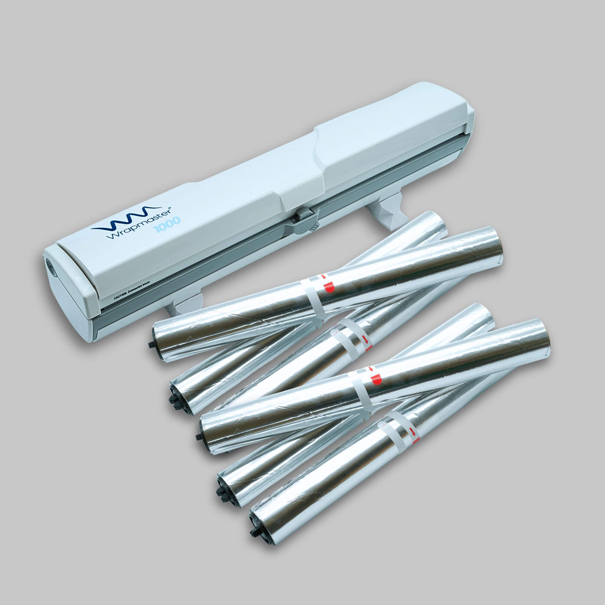 Wrapmaster 1000 - Startpakke nr. 6 | Dispenser + 6 ruller stanniol (6×30 m) produktbillede